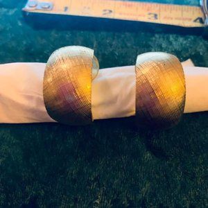 Vintage Wide Gold Domed Hoop Earrings